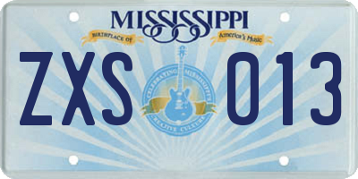 MS license plate ZXS013