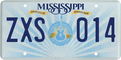MS license plate ZXS014