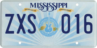 MS license plate ZXS016