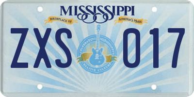 MS license plate ZXS017