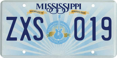 MS license plate ZXS019