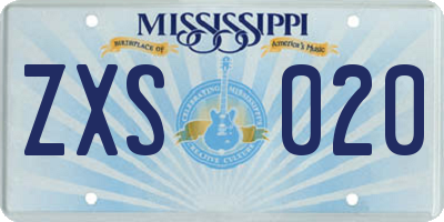 MS license plate ZXS020