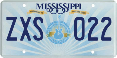 MS license plate ZXS022