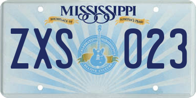 MS license plate ZXS023