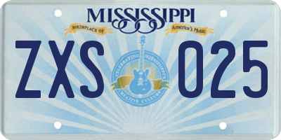 MS license plate ZXS025