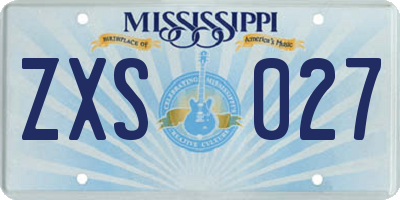 MS license plate ZXS027