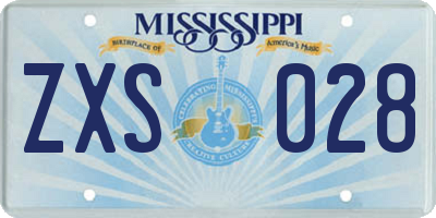 MS license plate ZXS028