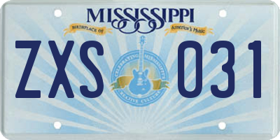 MS license plate ZXS031