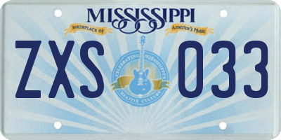 MS license plate ZXS033