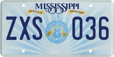 MS license plate ZXS036