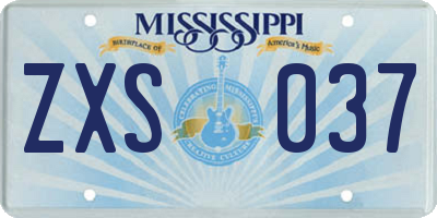 MS license plate ZXS037