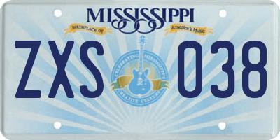 MS license plate ZXS038