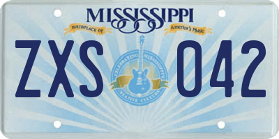 MS license plate ZXS042