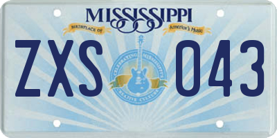 MS license plate ZXS043