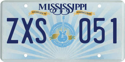 MS license plate ZXS051