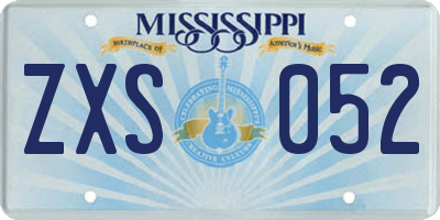 MS license plate ZXS052