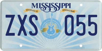 MS license plate ZXS055