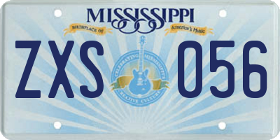 MS license plate ZXS056
