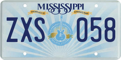 MS license plate ZXS058