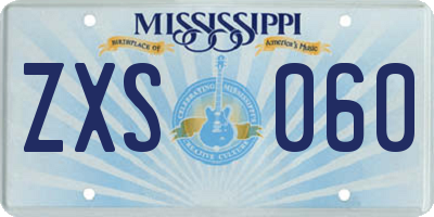 MS license plate ZXS060