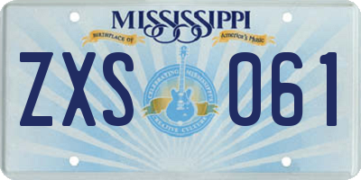 MS license plate ZXS061