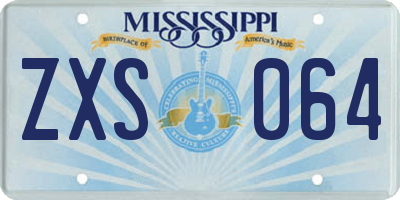 MS license plate ZXS064