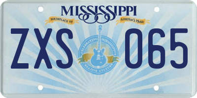MS license plate ZXS065