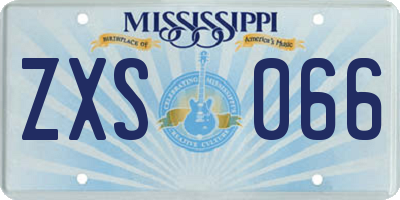 MS license plate ZXS066