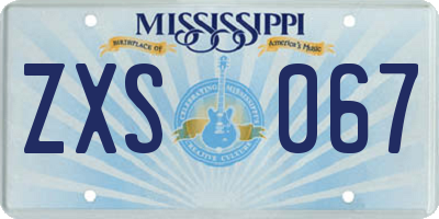 MS license plate ZXS067