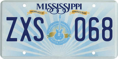 MS license plate ZXS068