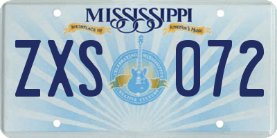 MS license plate ZXS072