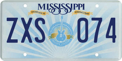 MS license plate ZXS074