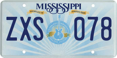 MS license plate ZXS078