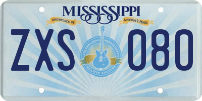 MS license plate ZXS080