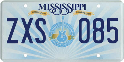 MS license plate ZXS085