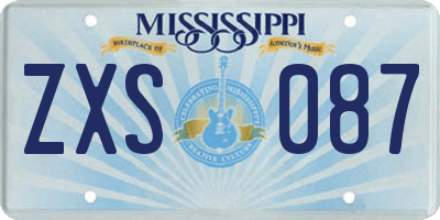 MS license plate ZXS087