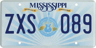 MS license plate ZXS089