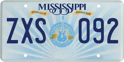 MS license plate ZXS092