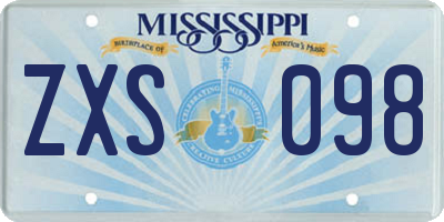 MS license plate ZXS098