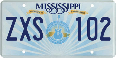 MS license plate ZXS102