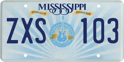 MS license plate ZXS103