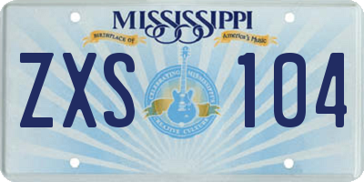 MS license plate ZXS104