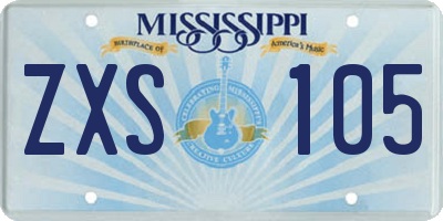 MS license plate ZXS105