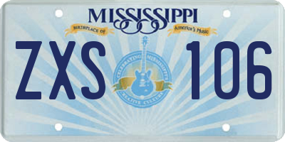 MS license plate ZXS106