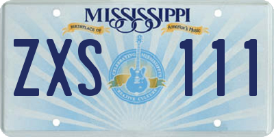 MS license plate ZXS111