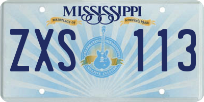 MS license plate ZXS113