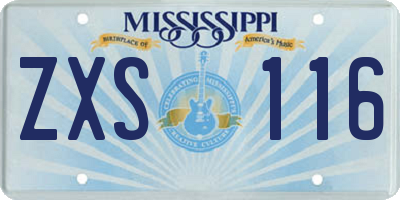 MS license plate ZXS116