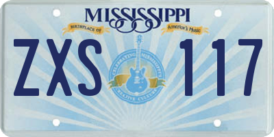MS license plate ZXS117