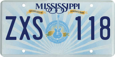 MS license plate ZXS118