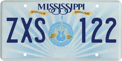 MS license plate ZXS122